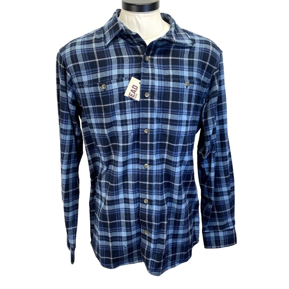 RedHead Flannel Shirt Men's M Indigo Plaid RH Ozark Mountain Flannel NEW